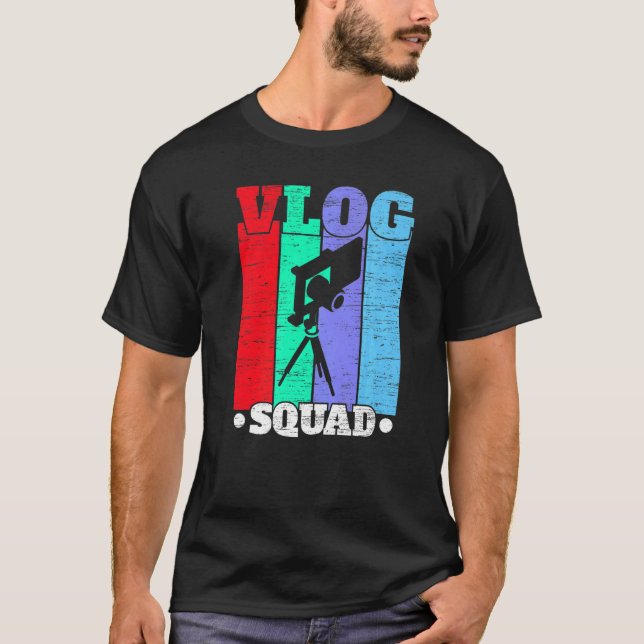Vlog Squad Social Media Innehåll Creator Vlogger T Shirt (Framsida)