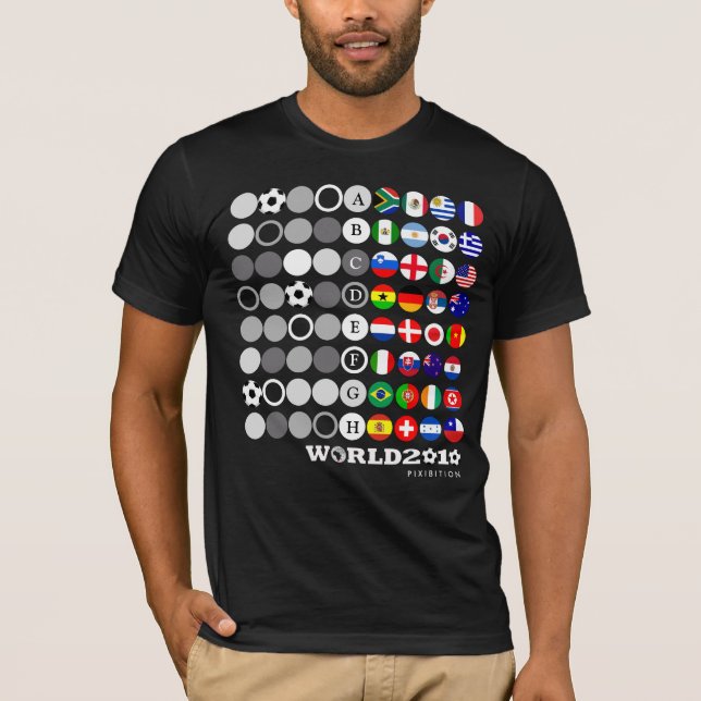 Vm 2010 Black T-Shirt Circle Group Flagga (Framsida)