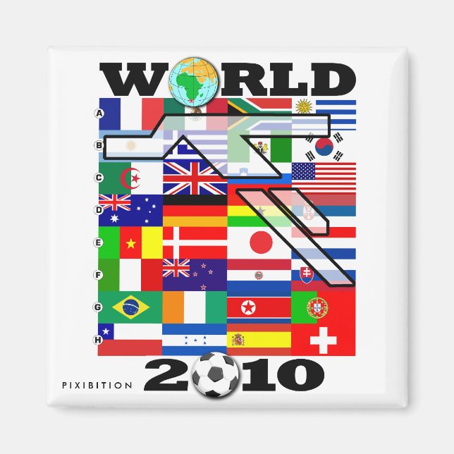 Vm 2010: Globe Football Square Magnet (Framsidan)