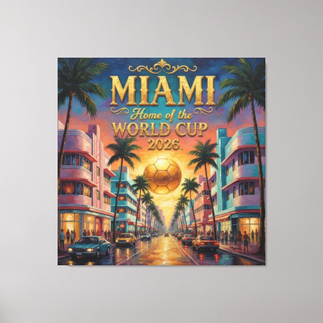 VM 2026 Sunset Boulevard Fotboll Miami Canvastryck (Framsida)