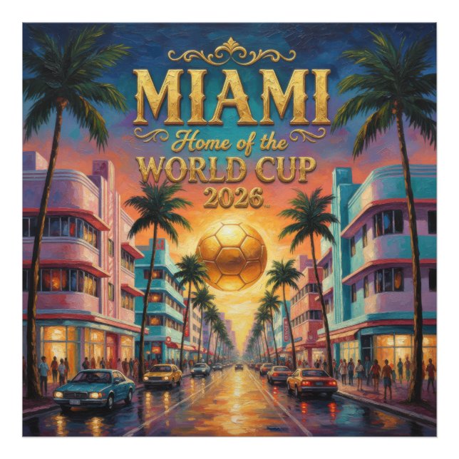 VM 2026 Sunset Boulevard Fotboll Miami Fototryck (Framsidan)