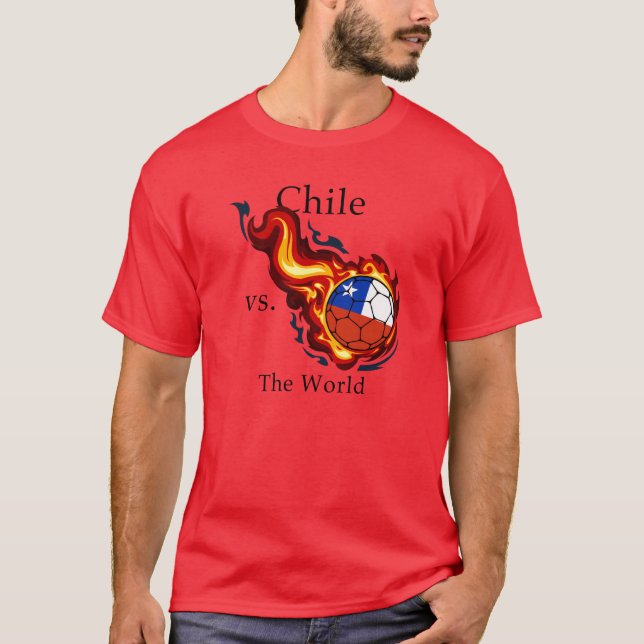 Vm - Chile mot World Flaming Football Tee Shirt (Framsida)