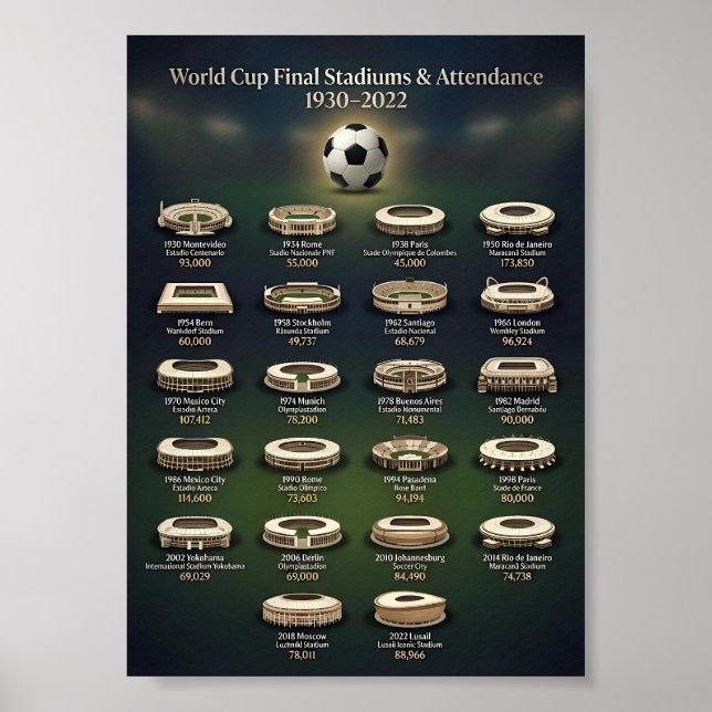 VM-finalarenor och matchpubliker Poster (Framsidan)