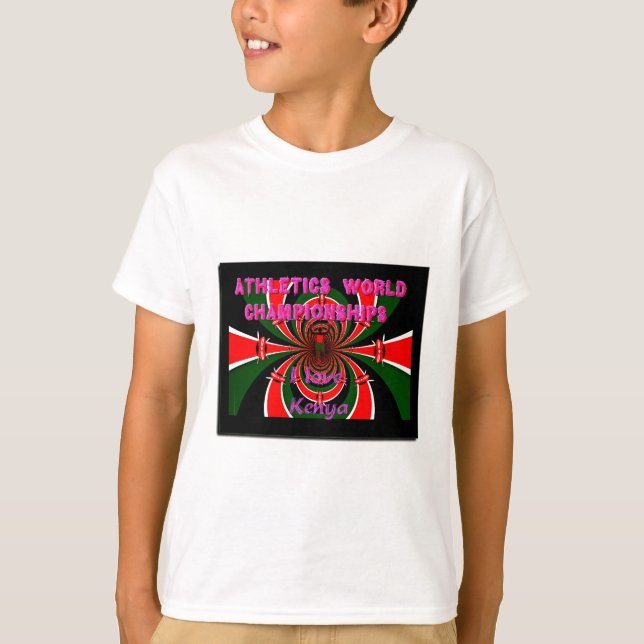 VM i friidrott i Kenya: Swirling Flagga T-shirt (Framsida)