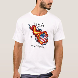 vm - USA mot World Flaming Soccer Ball T-shirt