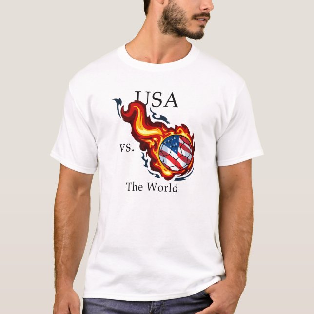 vm - USA mot World Flaming Soccer Ball Tröja (Framsida)
