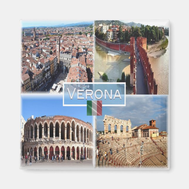 VNT009 VERONA, Mosaic, Venetien, Italien, Fridge Magnet (Framsidan)