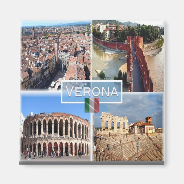 VNT010 VERONA, Mosaic, Venetien, Italien, Fridge Magnet (Framsidan)