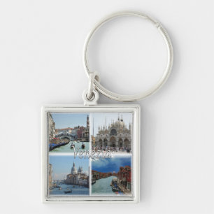 VNT024 VENICE, Mosaic, Veneto, Italien Fyrkantig Silverfärgad Nyckelring