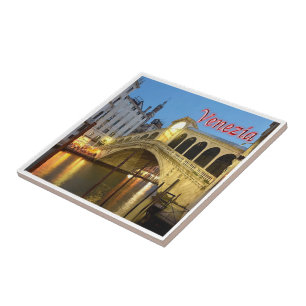 VNT028 VENICE, Rialto Bridge, Italien Kakelplatta