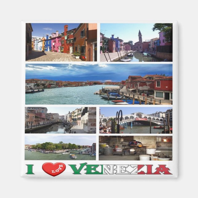 VNT030 VENICE I Kärlek, Mosaic, Italien, Fridge Magnet (Framsidan)