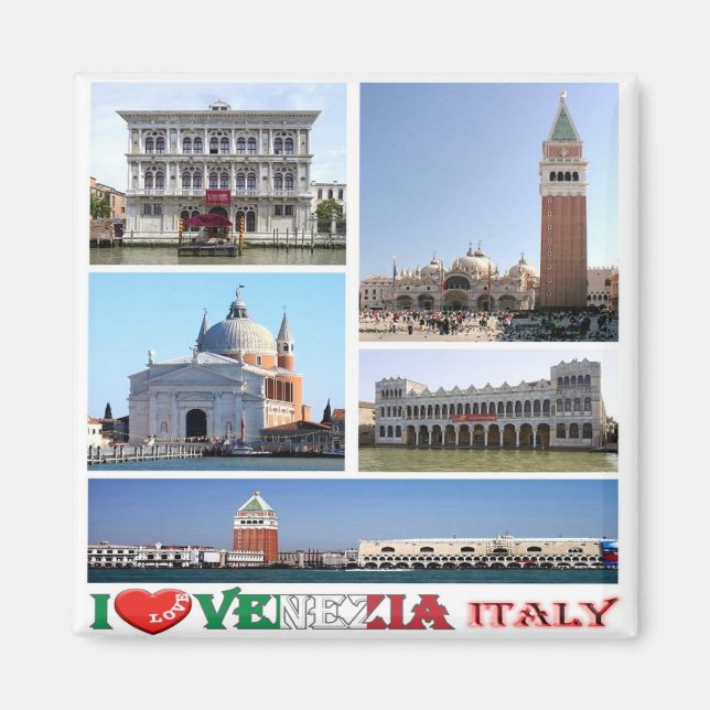 VNT033 VENICE I Kärlek, Mosaic, Italien, Fridge Magnet (Framsidan)