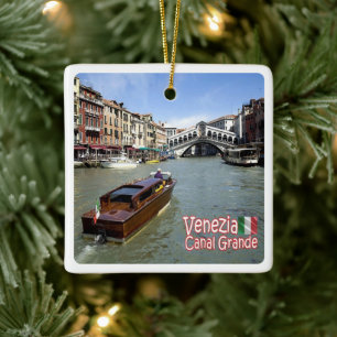 VNT040 VENICE, Panorama, Venetien, Italien Julgransprydnad Keramik
