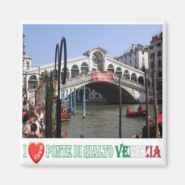 VNT048 VENICE, RIALTO BRIDGE I Kärlek, Italien, Fr Magnet (Framsidan)