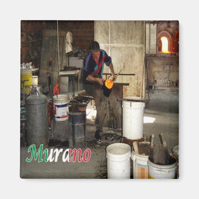 VNT056 VENICE, MURANO Furnace, Italien, Fridge Magnet (Framsidan)