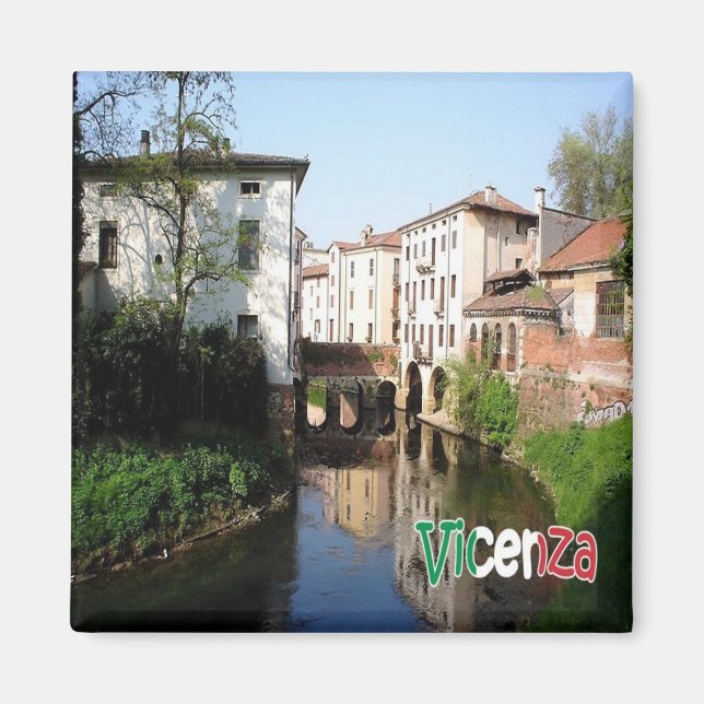VNT076 VICENZA, Boat Bridge, Veneto, Italien, Frid Magnet (Framsidan)