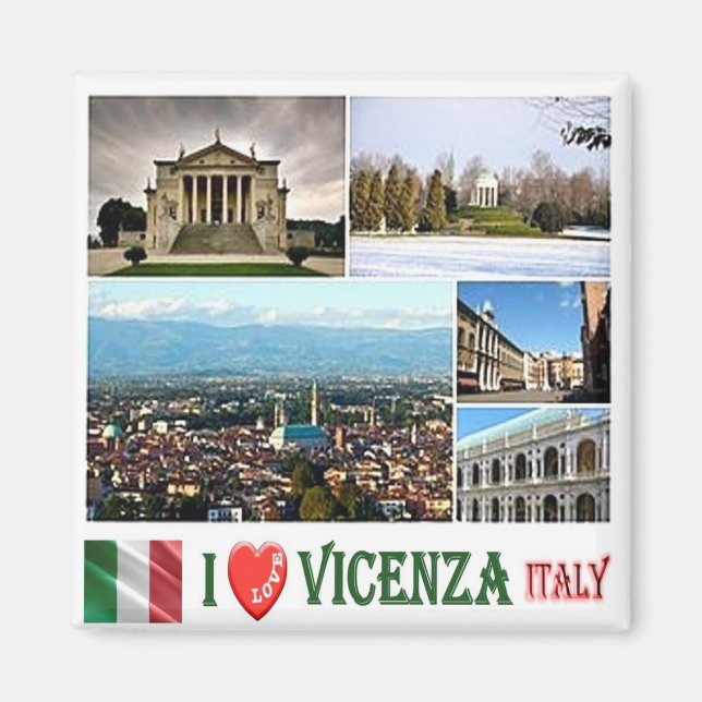 VNT080 VICENZA I Kärlek, Mosaic, Italien, Fridge Magnet (Framsidan)