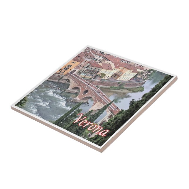 VNT085 VERONA, Roman Bridge, Verona, Italien Kakelplatta (Sidan)