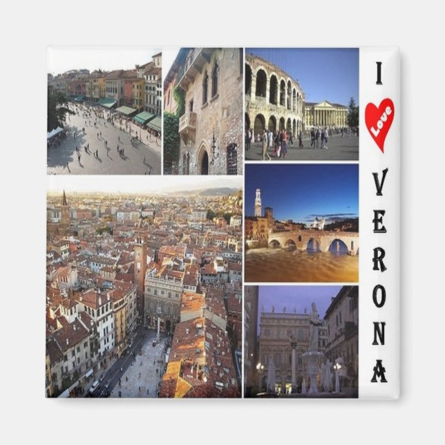 VNT089 VERONA I Kärlek, Mosaic, Italien, Fridge Magnet (Framsidan)