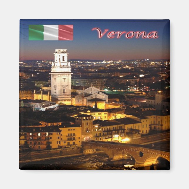 VNT092 VERONA, Cathedral & Stone Bridge, Fridge Magnet (Framsidan)