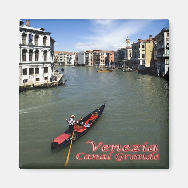 VNT097 VENICE, Canal Grande,Gondola, Italien, Frid Magnet (Framsidan)