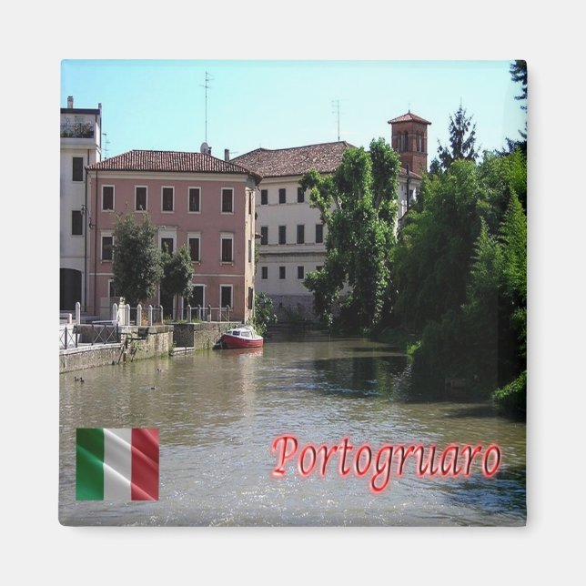 VNT106 PORTOGRUARO, River, Veneto, Italien, Fridge Magnet (Framsidan)