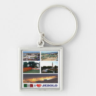VNT113 JESOLO I Kärlek, Mosaic, Italien Fyrkantig Silverfärgad Nyckelring