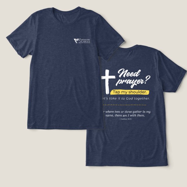 VOAWW Ministerium- Behöver Bön Blå T Shirt (Design fram och bak)