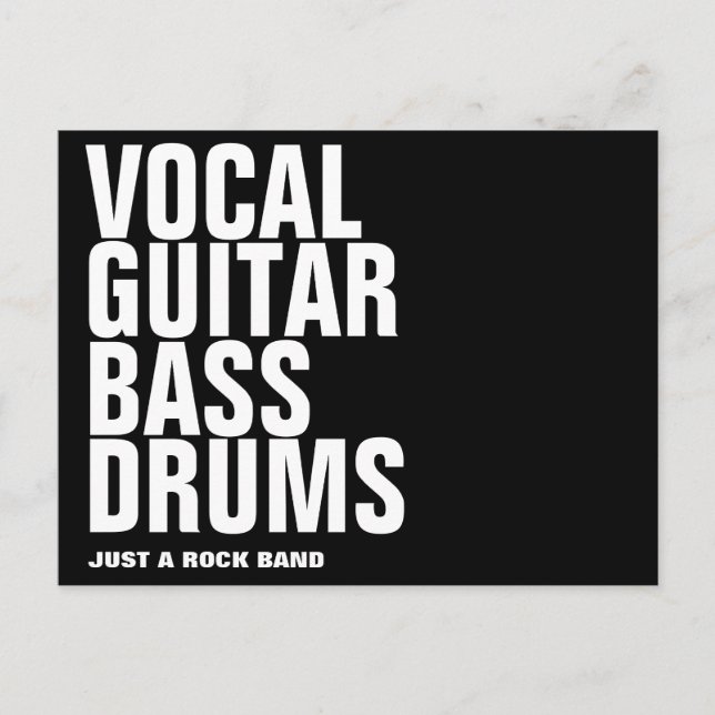 vocal, guitar, baser, trummor... sten vykort (Framsida)