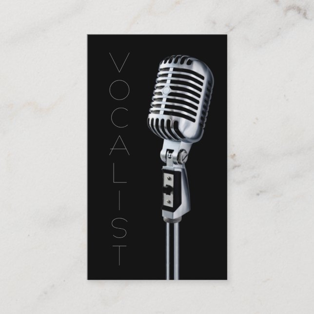 Vocalist, sångare, artist, musik, Lessons Mic Visitkort (Framsida)