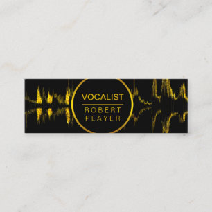 Vocalist Singer DJ Music Teacher Microphone Guld Mini Visitkort