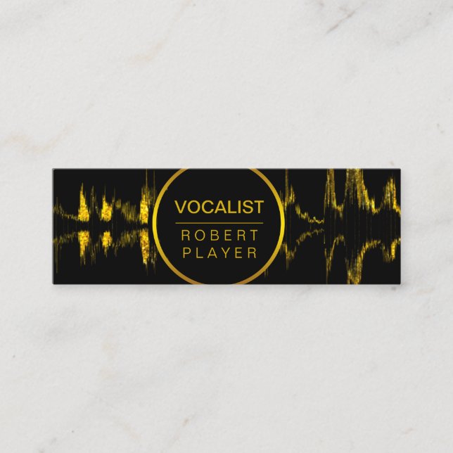 Vocalist Singer DJ Music Teacher Microphone Guld Mini Visitkort (Framsida)