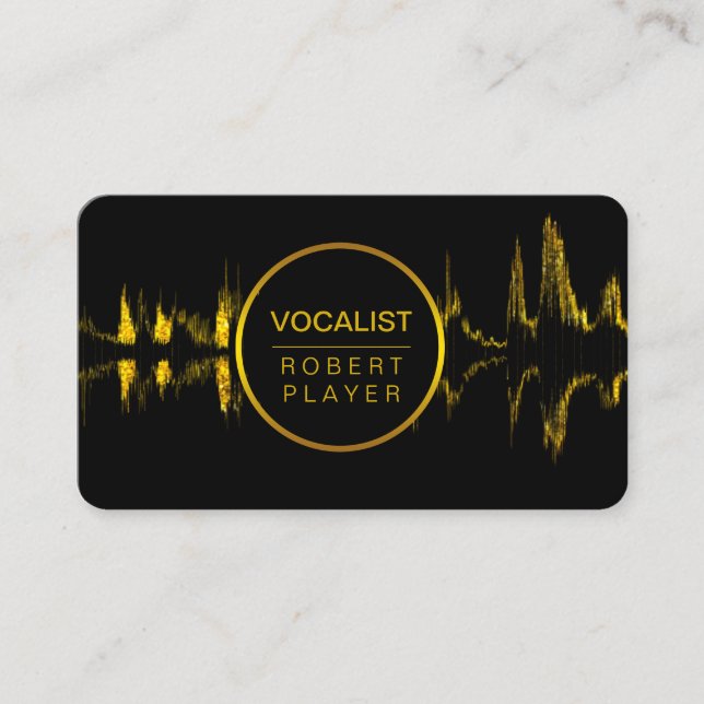 Vocalist Singer DJ Music Teacher Microphone Guld Visitkort (Framsida)