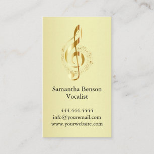 Vocalist Singer Musical Clef Logotyp Guld Music Visitkort