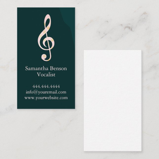 Vocalist Singer Musical Clef Logotyp Ro Guld Music Visitkort (Fram/baksida)