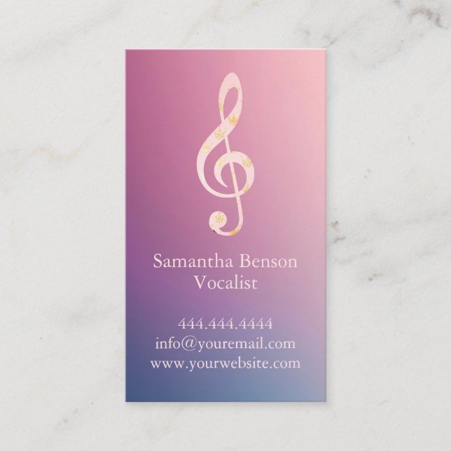 Vocalist Singer Musical Clef Logotyp Ro Guld Music Visitkort (Framsida)
