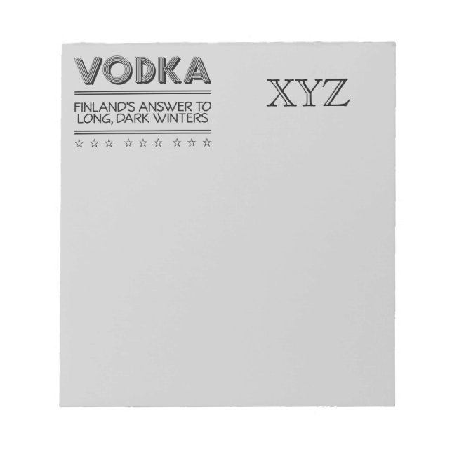 VODKA anpassningsbar anteckningsblock (Framsida)