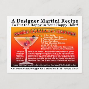 Vodka Caliente Martini Recipe Postcard Vykort
