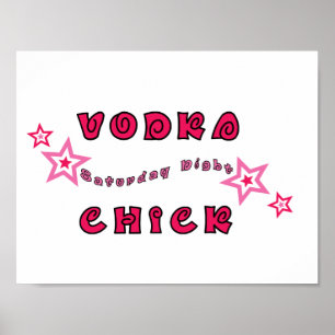 VODKA CHICK GIRLY ROSA STARS GRAPHICICS LOGOTYP MO POSTER