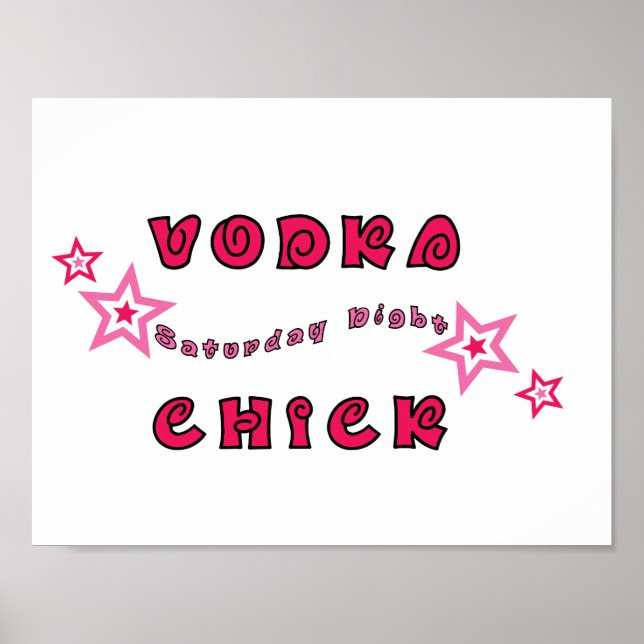 VODKA CHICK GIRLY ROSA STARS GRAPHICICS LOGOTYP MO POSTER (Framsidan)