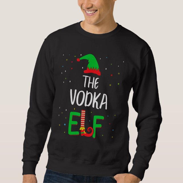 Vodka Elf Family Matching jul Pjs Funny Lång Ärmad Tröja (Framsida)