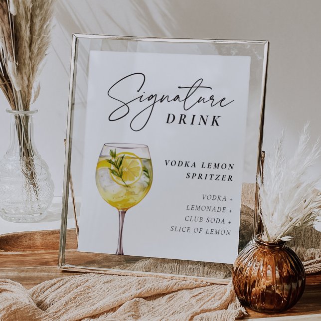 Vodka Lemon Spritzer Namnteckning Drink-tecken Poster (Skapare uppladdad)