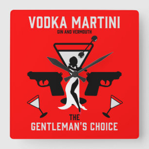 Vodka Martini Drink Gift Fyrkantig Klocka
