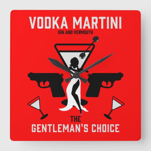 Vodka Martini Drink Gift Fyrkantig Klocka (Framsida)