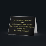 VODKA = NO CARES FOR UPS/DOWNS ON BIRTHDAY SIS KORT<br><div class="desc">THIS IS A "CUTE" CARD TO SEND TO YOUR SISTER THAT HAS A GREAT SENSE OF HUMOR... AND MAYBE SHE EVEN LIKE VODKA :)</div>