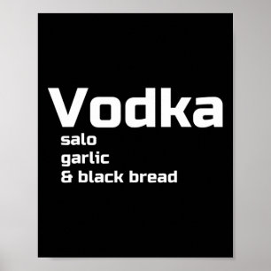 Vodka Salo Vitlök Och Svart Bröd Rolig Ukrainsk Poster