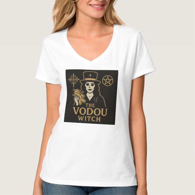 Vodou Witch logotyp T. T Shirt (Framsida)