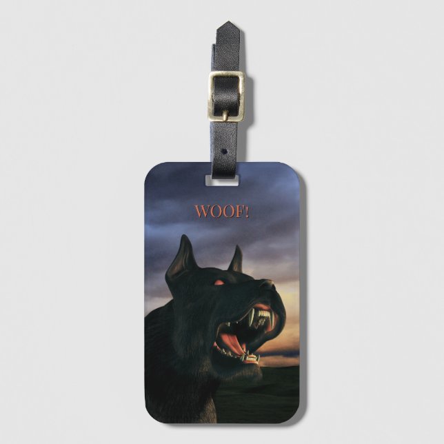 Voff! Stor, svart hund Bagagebricka (Framsida vertikal)