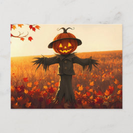 Vogelscheuche mit Kürbiskopf im Herbst Vykort