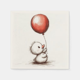 Voggrann fluffy Duckling med Red Balloon Papper Pappersservett